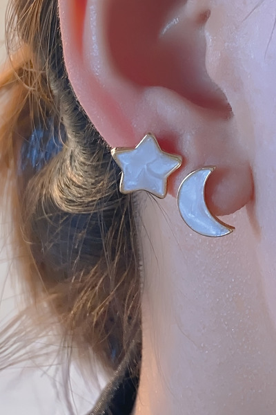 Glaren Moon and Star Gold Color Women's Earrings