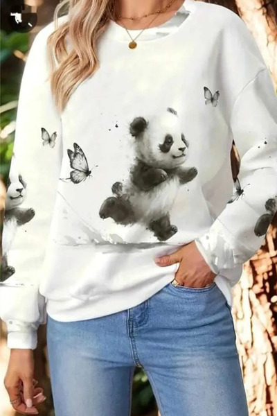 Wish BF سويت شيرت بياقة دائرية على شكل فراشة