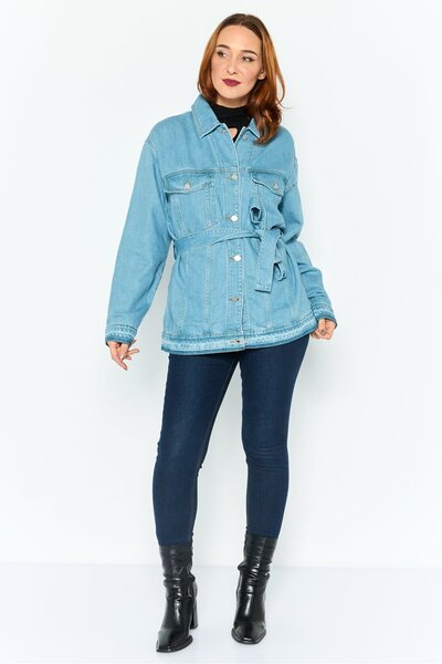 Esprit Women Washed Denim Jacket, Blue