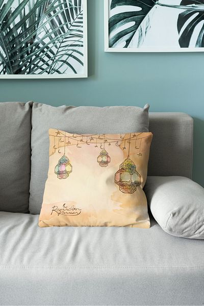 Filamente Ramadan Patterned Double Sided Digital Printed Throw Pillow Cover - Ramadan