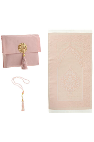 Modish Group Portable Prayer Beads Set - with Slub Pouch, Taffeta Prayer Rug and Pearl Vav