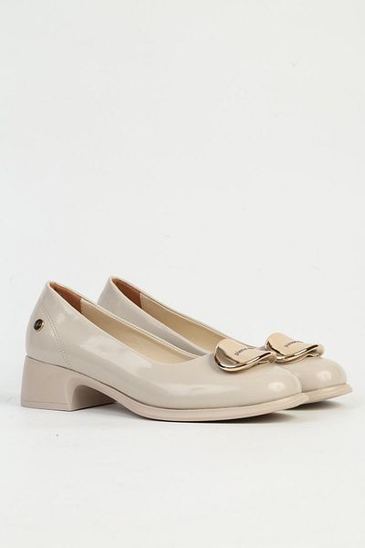 Pierre Cardin Beige Patent Leather Women's Heeled Shoes Pc-54764