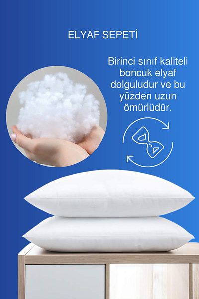 Elyaf Sepeti 4 Pcs Antiallergic Silicone Fiber Cushion - Washable Nonwoven Home and Hotel Cushion 50X70Cm 700Gr