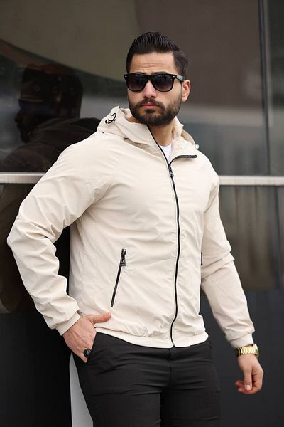 inpool Αδιάβροχο αδιάβροχο με κουκούλα - Standard Fit με φερμουάρ και ραβδώσεις USE211