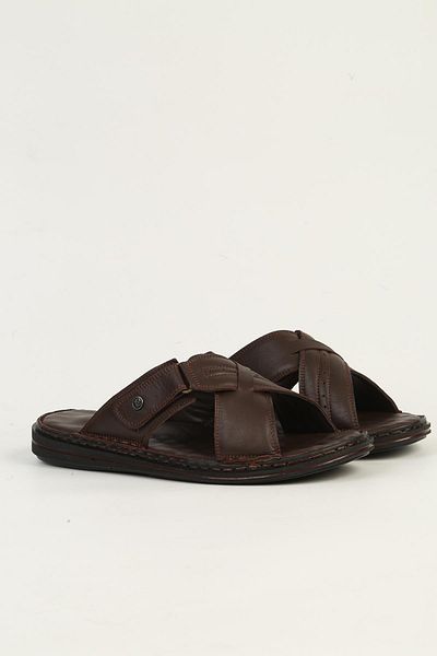 Pierre Cardin Genuine Leather Brown Men's Slippers Pc-7450