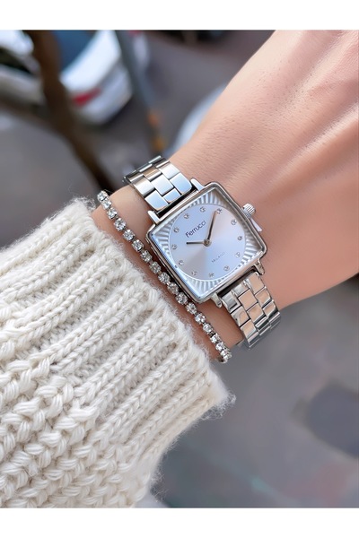 Ferrucci ساعة يد نسائية من الصلب بعلبة مربعة من ميلانو مع ضمان لمدة عامين + س...