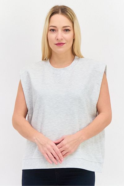 Whistles Women Crew Neck Sleeveless Heather Vest, Grey