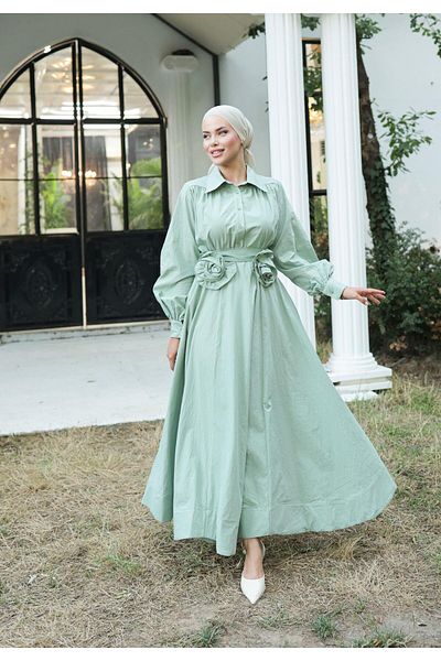 MELEK ARAZ Rochie de crin verde mucegai