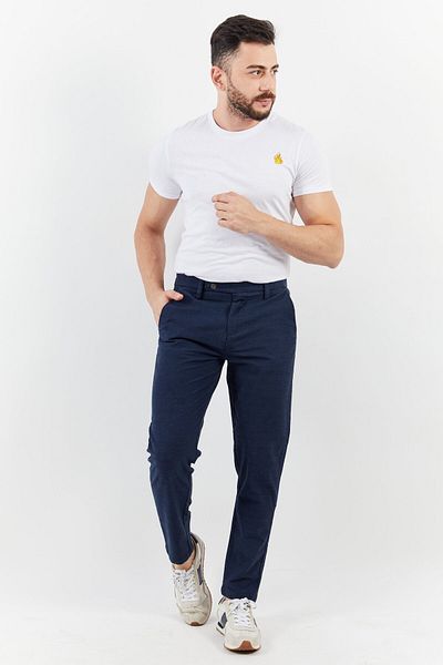 Sorbino Men Regular Fit Textured Chino Pants, Navy Blue