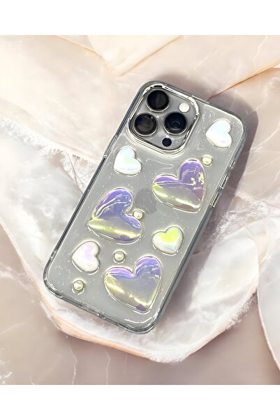 HYPERSOFT Iphone 15 Pro (6.1 inç) Uyumlu Simli Kabartma Figürlü Parlak Epoksi...