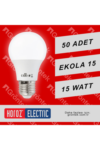 Horoz Elektrik 50 ADET BEYAZ IŞIK HOROZ EKOLA-15 15 WATT LED AMPUL