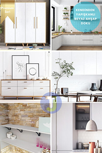 Technojet Kendinden Yapışkanlı Ahşap Görünümlü Mutfak Banyo Tezgah Duvar Dolap Masa Kaplama 60X100cm