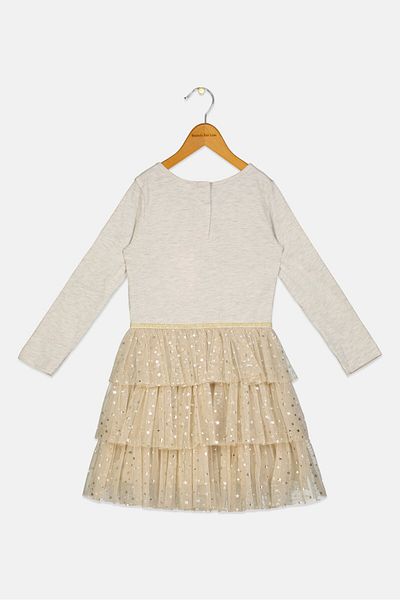 Miss Kids Girl Textured Dress, Grey