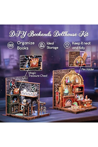 CUTEBEE University of Miracle Book Nook Kiti Diy Kitap Desteği Kitaplık Dekorasyonu Diorama Maket