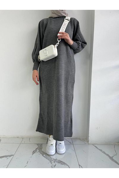 MELEK ARAZ Γκρι Ατσάλινο Πλεκτό Φόρεμα