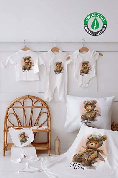 Lilabio %100 Organik Isme Özel Isimli 10lu Hastane Çıkışı Ayıcık