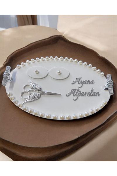 CyzHome Talia Silver Promise Engagement Tray with Pearls
