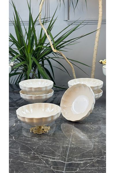 MAY HOME 6 Pieces of Pedestal Enjoyment & Sherbet Bowl & Soup Presentation Bowl