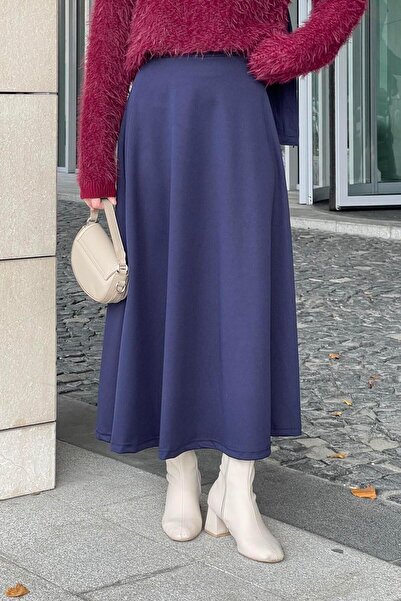 lamelif Fusta evazată bleumarin