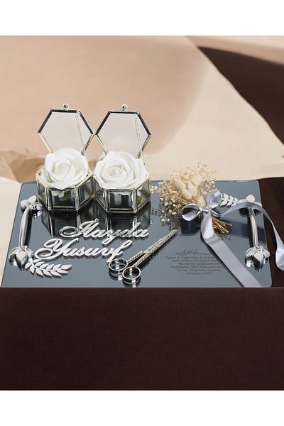 CyzHome Harmony Silver Engagement Ring Tray - Promise