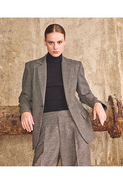 Unıquemode Pullu Fabric Blazer Jacket 253011