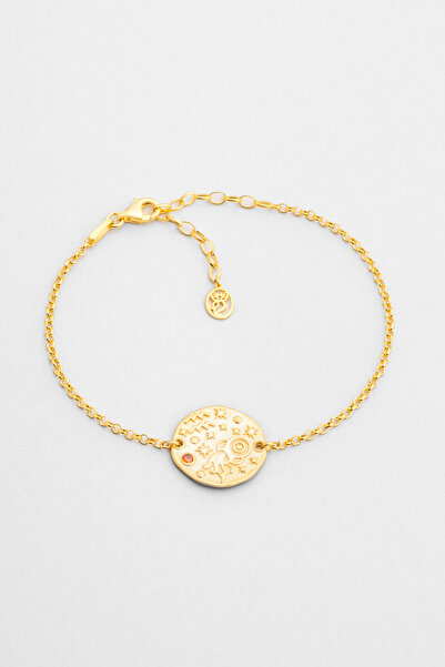 So CHIC... Kova Burcu 18 Ayar Sarı Altın Kaplama 20 Cm Gümüş Bileklik