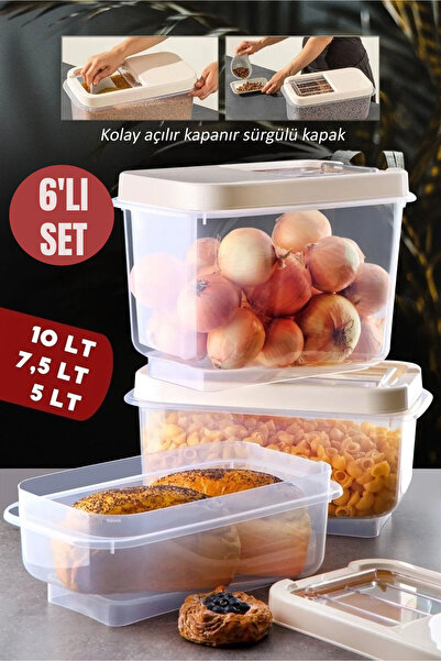 Open Home Concept مجموعة مهر مكونة من 6 قطع - حاوية تخزين البقوليات - حاوية ط...