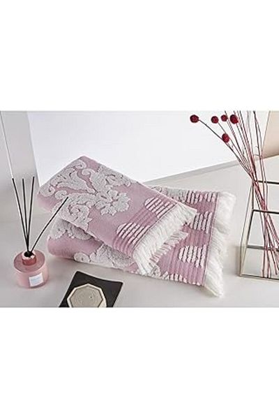 Marie Claire Jacquard Albert Dried Rose Σετ πετσετών 2 τεμαχίων - Indentern