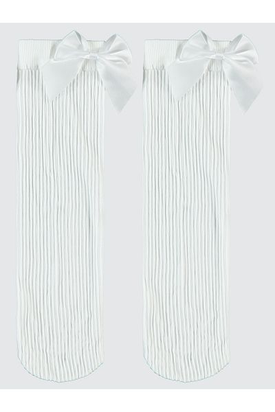 Daymod Girl's Knee Socks 6-12 Years White
