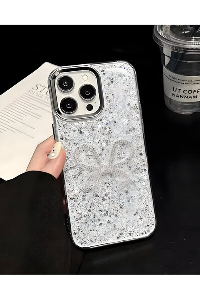 HYPERSOFT Iphone 15 (6.1 inç) Uyumlu Simli Kabartma Figürlü Parlak Epoksi Lux...