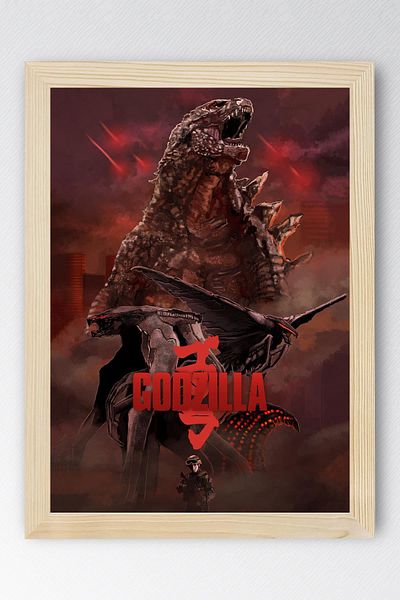 Saturn Godzilla Framed Painting - Movie Poster Painting