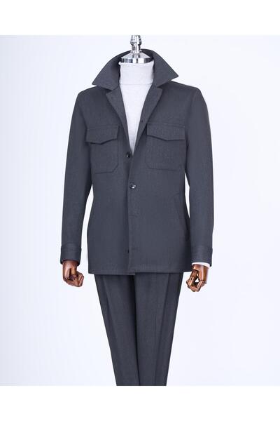 TerziAdemAltun Men's Sports Suit - Italian Style, Grey, Jacket and Pants T13275