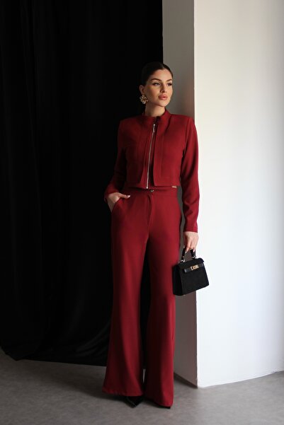 Julidress Padded Zippered Crop Jacket and Pants Bottom Top Premium Suit