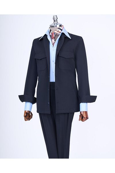 TerziAdemAltun Costum sport pentru bărbați bleumarin - stil italian T13276