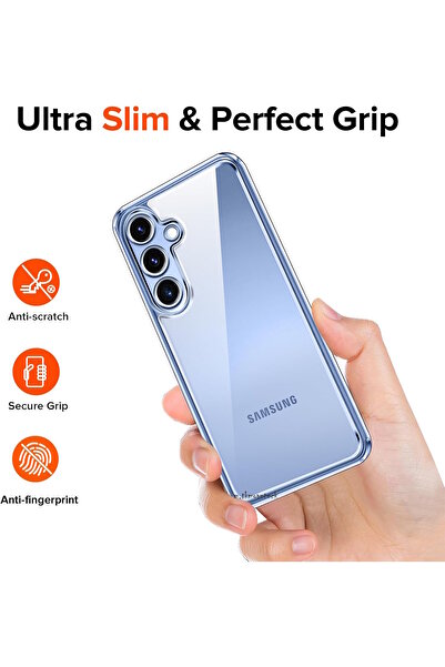 m.tk moveteck Galaxy S25 Kılıf Kamera Çıkıntılı Korumalı Yumuşak Silikon + 9h Ekran Koruyucu Cam 2in1 Set