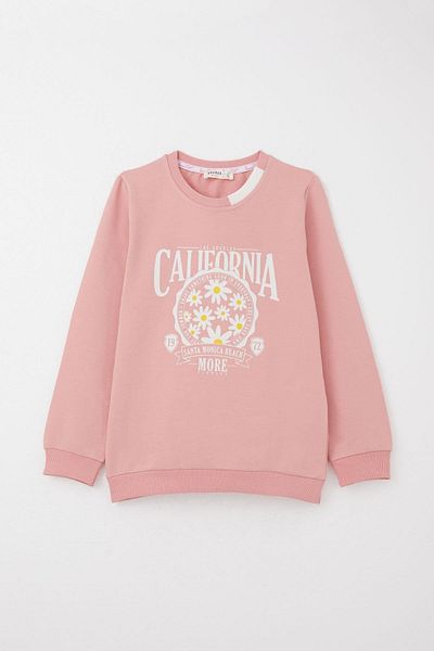 Breeze Σετ αθλητικών κοριτσιών 5-10 ετών - Floral print, φαρδιά πόδια και σκισίματα Dusty Rose