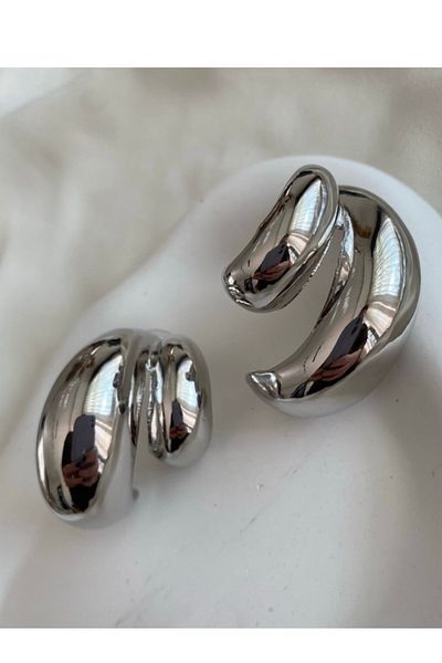 gaila design Steel Two Ring United Silver Color Earrings