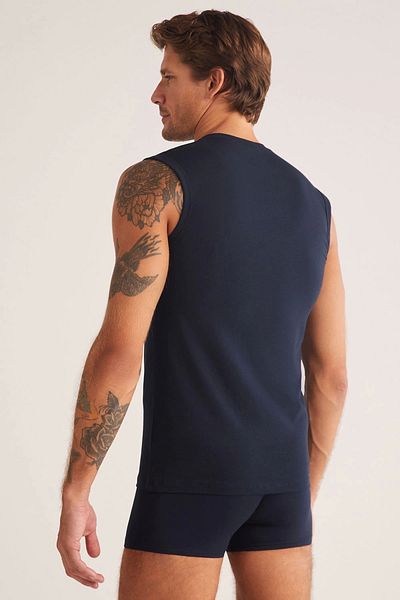 Kom Francesco V-Neck Cotton Men's Athlete - Navy Blue