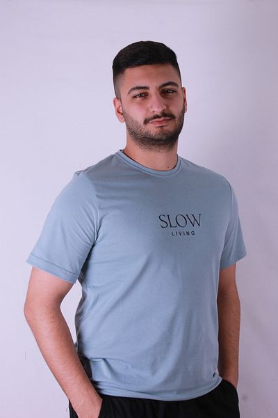 trender Slow Living Print Blue Men's T-Shirt