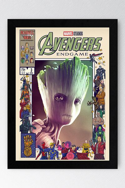 Saturn Guardians of the Galaxy Groot Framed Painting - Avengers Movie Poster Painting