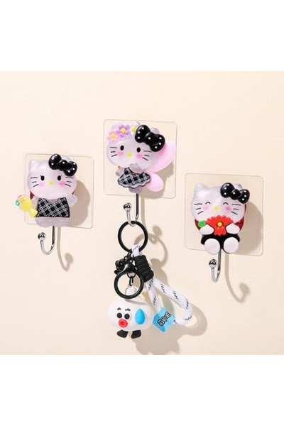 Livava Hello Kitty Çelik Askılık, 5 Li Set, Yapışkanlı Ve Fosforlu, 8x4