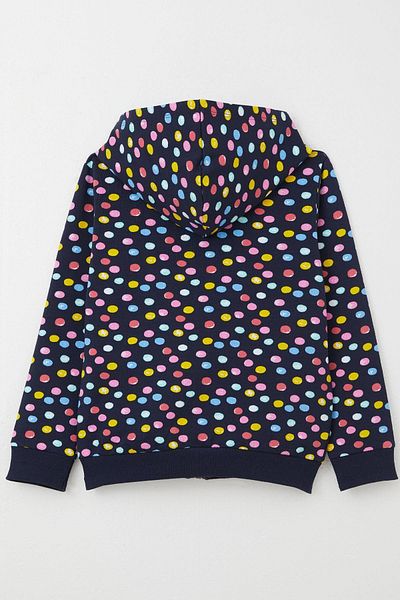 Breeze 1-4 Years Old Girl's Polka Dot Patterned Zippered Cardigan - Navy Blue