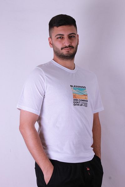 trender Blessings Print White Men's T-Shirt