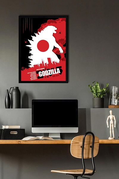 Saturn Godzilla Framed Painting - Movie Poster Painting