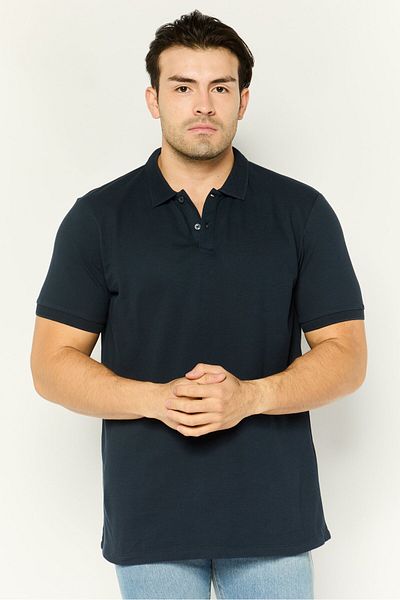 Riders by Lee Men Regular Fit Solid Short Sleeve Polo Shirt, Navy