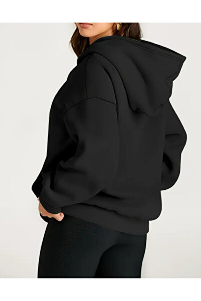 Elvino Унисекс суитшърт с качулка, голям размер, черен, обикновен, голям размер