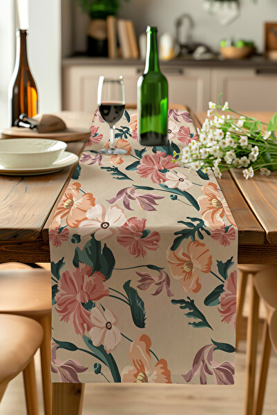 ALAMODECOR Καφέ Vintage Πούδρα Χρώμα Τραπεζομάντηλο με Τριαντάφυλλα, Εθνικό Μ...