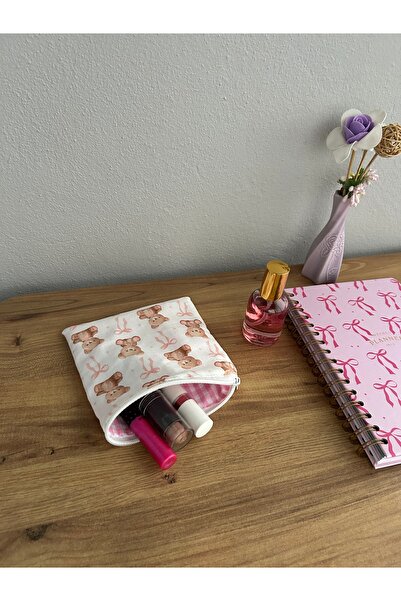 minyaturhayalim Kahverengi Ayıcıklar Desenli Küçük Fermuarlı Cüzdan Günlük Ku...