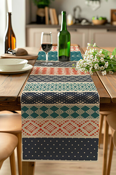 ALAMODECOR Runner cu model etnic geometric Runner cu model etnic boem, imprim...
