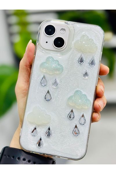 Go Aksesuar حافظة سيليكون بتصميم EPOXY CLOUD متوافقة مع هاتف Iphone 14 Plus - 15 Plus مع لعبة